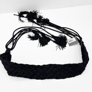 NWT Alberta Ferretti Black Tassel Tie Belt